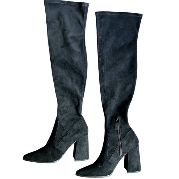 STEVE MADDEN Black Chunky Heel Knee High Tava Boot US 9 - Picture 3 of 6